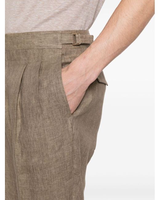 Boggi Natural Linen Tapered-leg Trousers for men