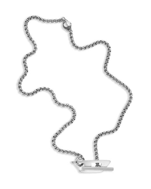 DIESEL White Dx1477 Halskette mit Logo-Anhänger