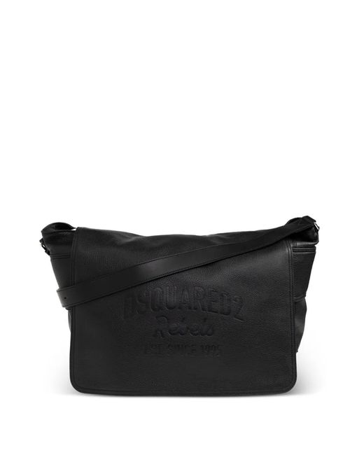 DSquared² Black Embossed Leather Tote Bag for men
