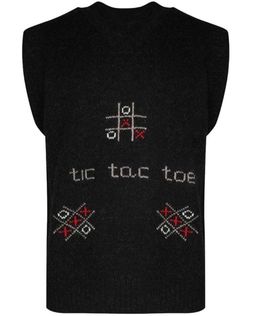 Bode Black Intarsia-knit Vest for men