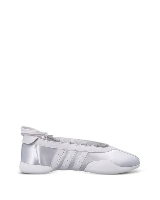 Adidas White Lace-Up Metallic Ballet Flats