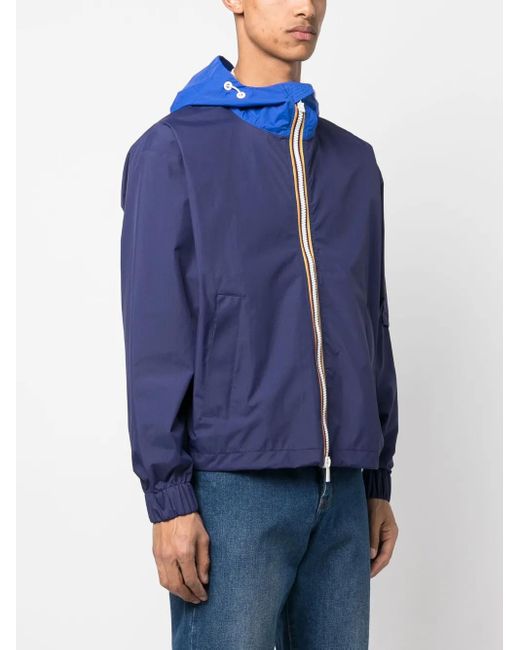 K-Way Blue Drawstring-Hood Zip-Up Jacket