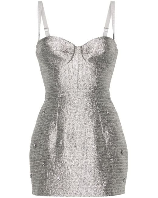 Elisabetta Franchi Gray Lurex Tweed Mini Dress