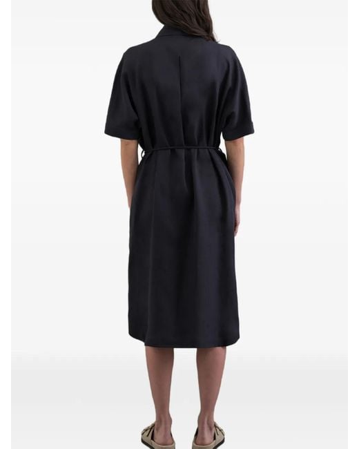 Moorer Black Linai-Glx Belted Midi Dress