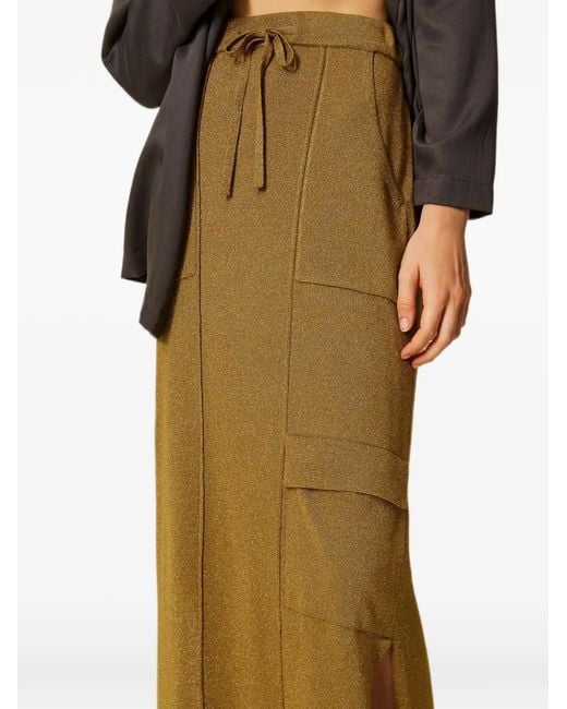 Twinset Green Knit Midi Skirt With Lurex
