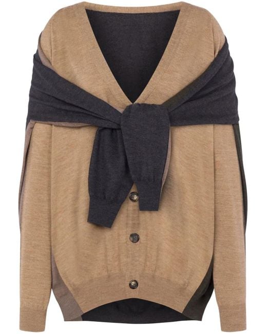 Moschino Brown Double-Sleeved Cardigan