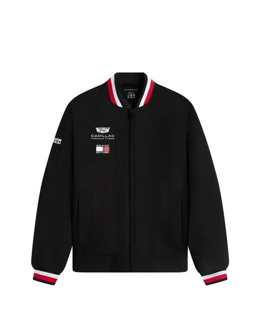 Tommy Hilfiger Black X Cadillac Formula 1 Logo-Embroidered Bomber Jacket for men