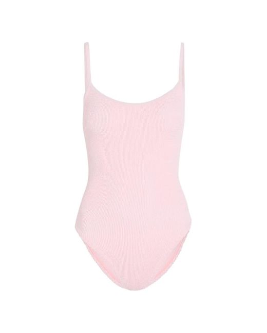 Hunza G Pink Pamela Crinkle-Effect Swimsuit