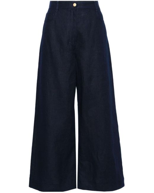 Max Mara Blue Lapo High-waist Wide-leg Trousers