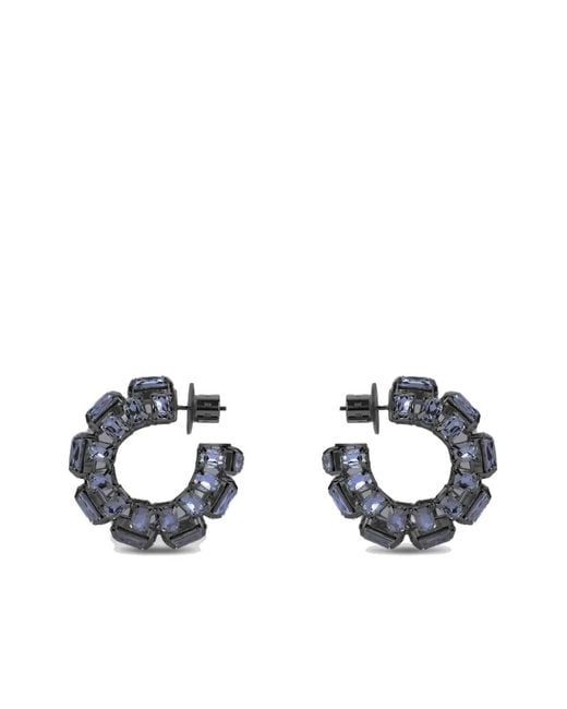 Area White Small Crystal Hoops Earrings