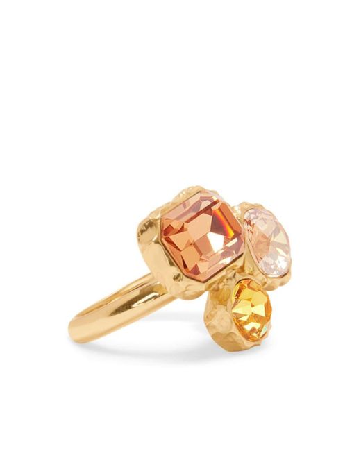 Oscar de la Renta Metallic Classic Crystal-embellished Ring