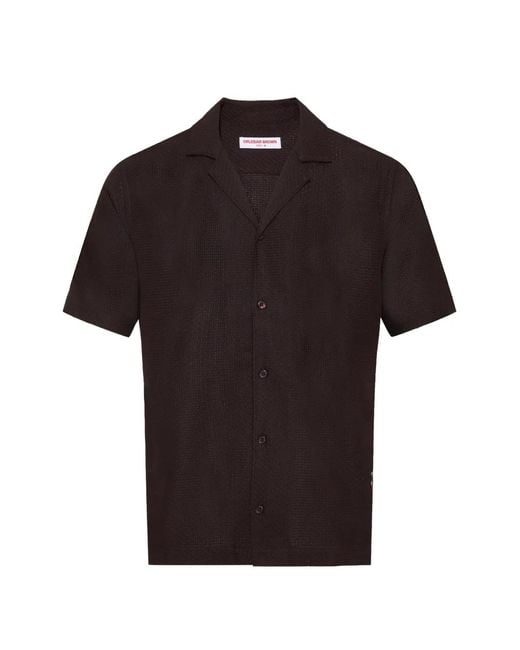 Orlebar Brown Black Maitan Open-Weave Shirt for men