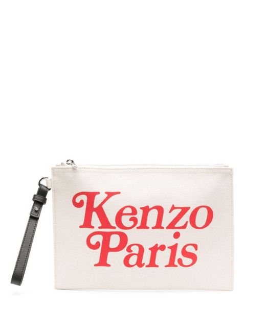 KENZO Red Logo-print Cotton Clutch Bag for men