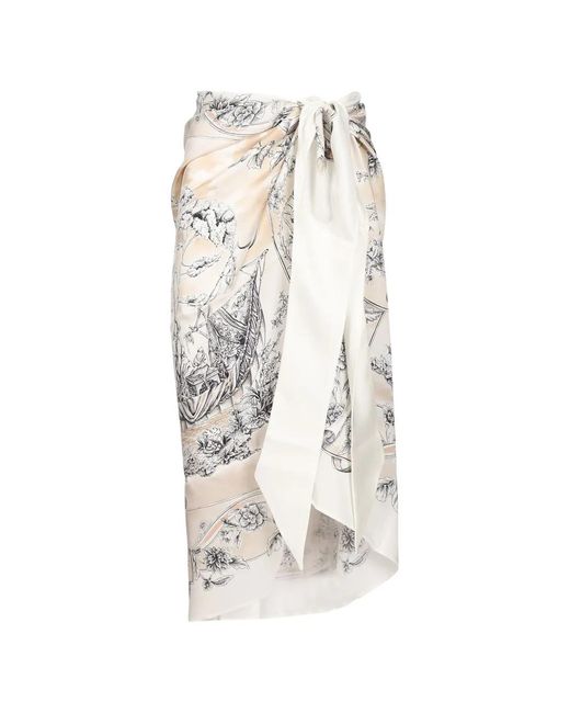 Ferragamo White Voyage-Print Silk Pareo