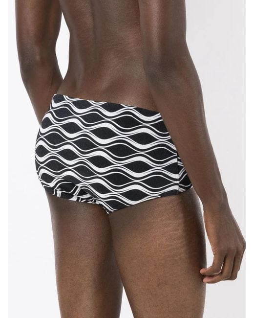 Amir Slama Black Ondas-Print Swimming Trunks for men