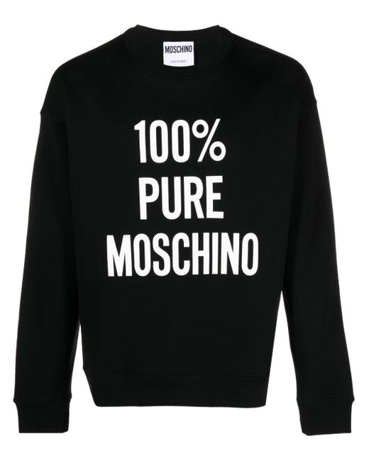 Moschino Black Slogan-print Cotton Sweatshirt for men