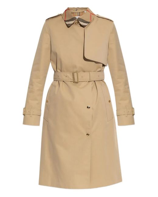 Burberry Jas Met Geruite Kraag En Ceintuur in het Natural