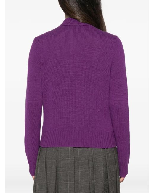 Bompard Purple Polo-Collar Cardigan