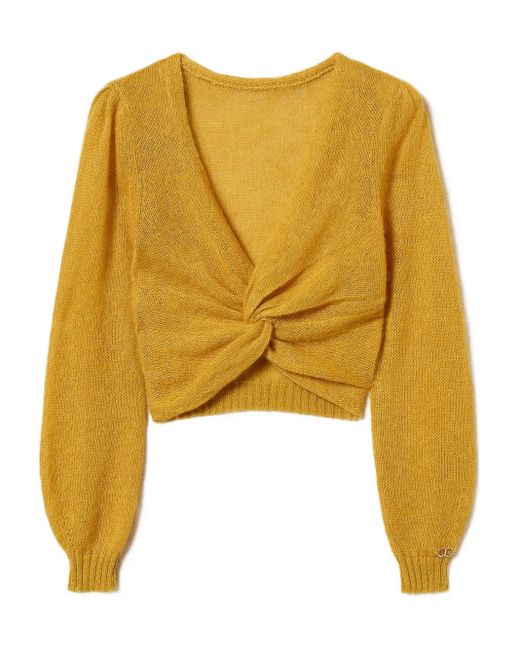 Twinset Yellow Twist-Detail Sweater