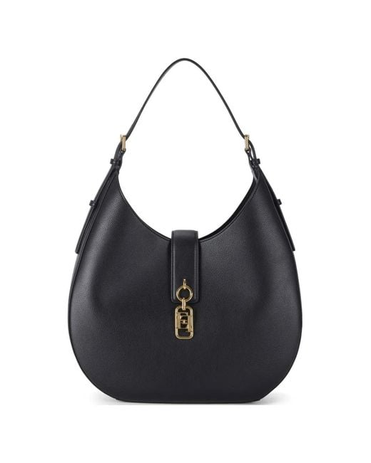 Elisabetta Franchi Black Logo-Charm Shoulder Bag