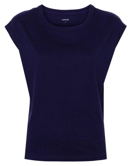 Lemaire Blue T-Shirt mit angeschnittenen Ärmeln