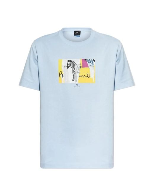 Paul Smith Blue Zebra-Print T-Shirt for men