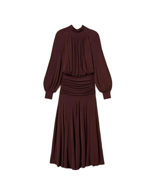Twinset Purple Long Dress With Draping