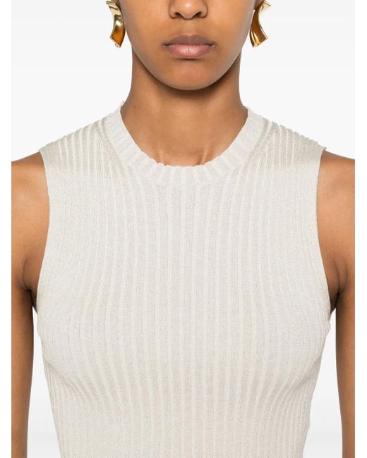 Peserico White Fine-Ribbed Tank Top