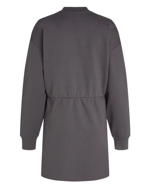 Karl Lagerfeld Gray Logo-Detail Cotton Mini Dress
