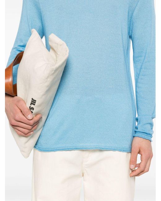 120% Lino Blue Cashmere Fine-knit Jumper for men