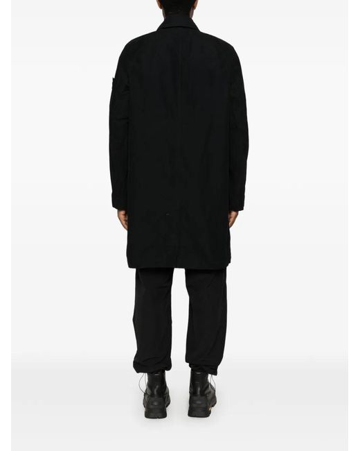 Stone Island Black Logo-Patch Coat for men