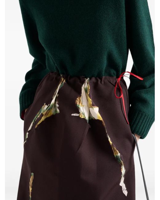 Prada Purple Bonded Gabardine Skirt With Devoré Effect