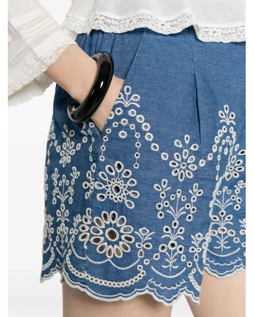 Mc2 Saint Barth Blue Embroidered Shorts