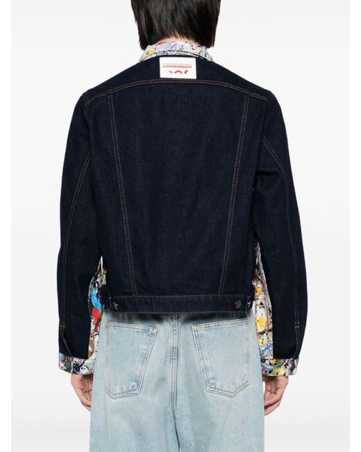 Charles Jeffrey Blue Art Denim Jacket for men