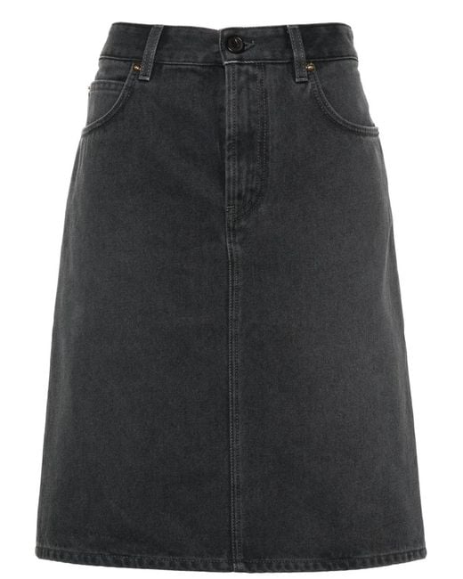 Miu Miu Gray Logo-Appliqué Denim Mini Skirt