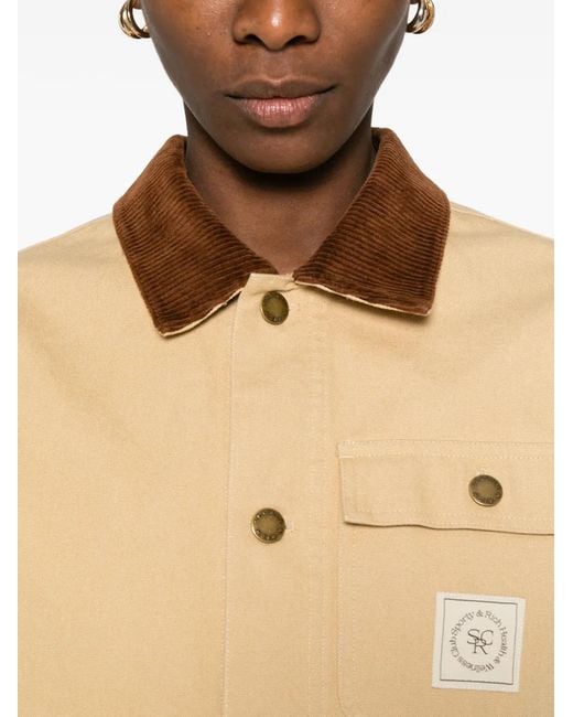 Sporty & Rich Natural Gaia Corduroy-Collar Jacket