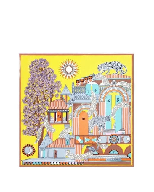 Inoui Edition Yellow Graphic-Print Square Scarf