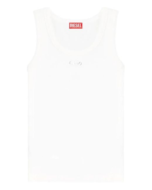 DIESEL White Logo Cotton Tank Top