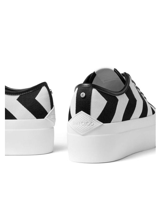 Jimmy Choo White Palma Maxi Sneakers mit geometrischem Print