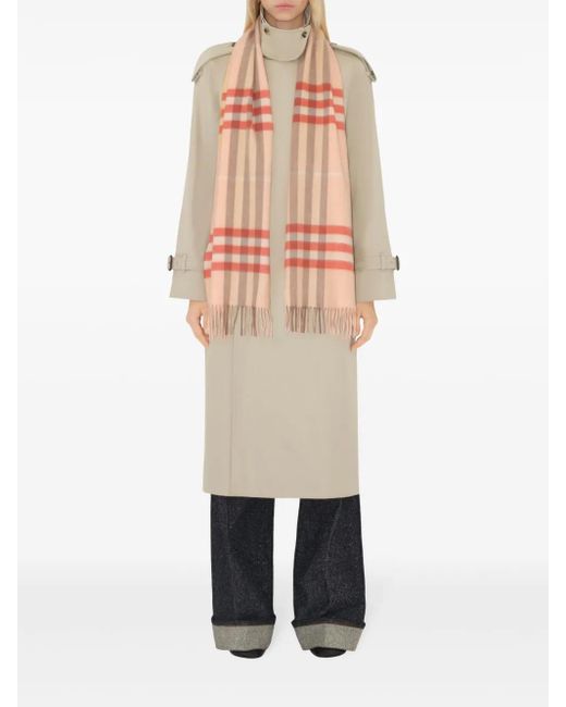 Burberry Pink Check Cashmere Scarf