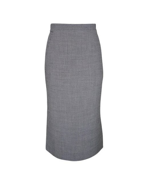 Akris Gray Checked Midi Skirt