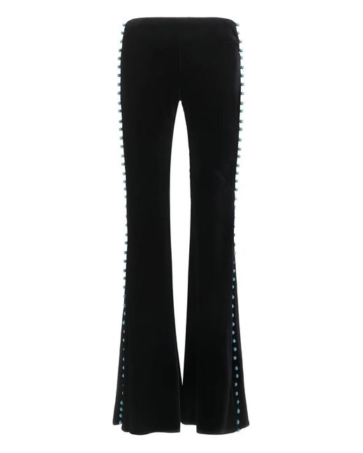 Roberto Cavalli Black Bead-Embellished Flared Trousers
