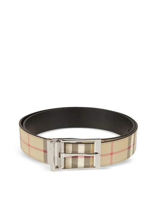 Burberry Black Check-Pattern Square-Buckle Belt for men