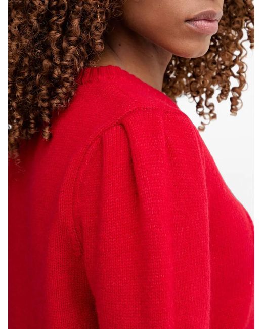 Morgan Red Heart-Motif Puff-Sleeve Sweater
