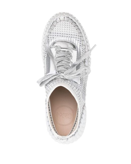 Chloé White Nama 80mm Wedge Sneakers