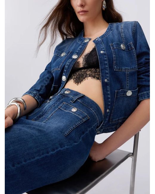 Liu Jo Blue Logo-Button Denim Jacket