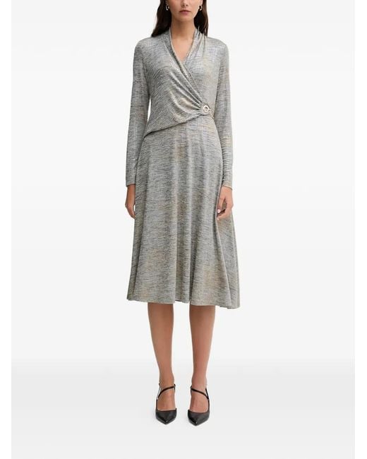 Joseph Ribkoff Gray Chain-Detail Midi Dress