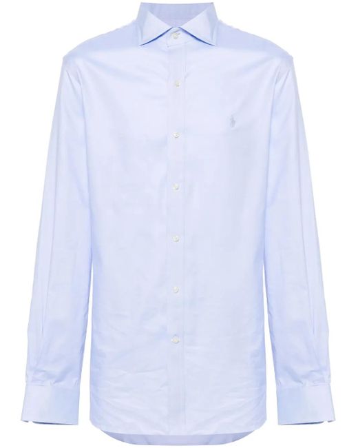 Polo Ralph Lauren Blue Polo Pony-Embroidered Cotton Shirt for men