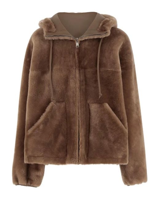 Blancha Brown Hooded Shearling Jacket