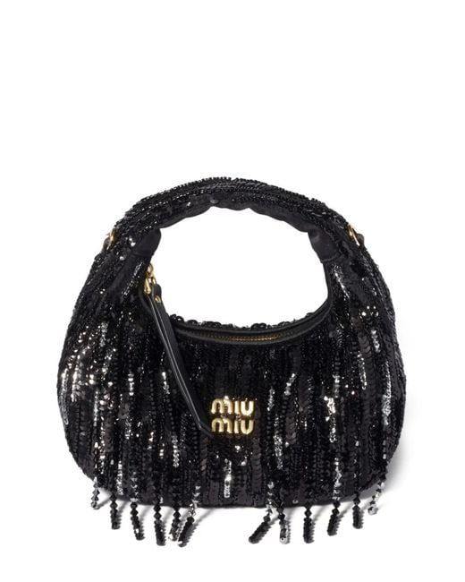 Bolso shopper Wander mini Miu Miu de color Black
